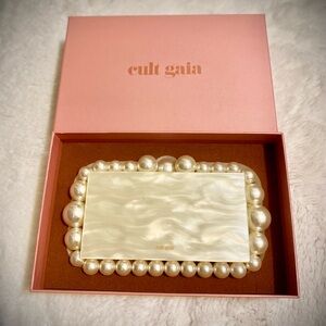 Cult Gaia Ivory Pearl Box Clutch